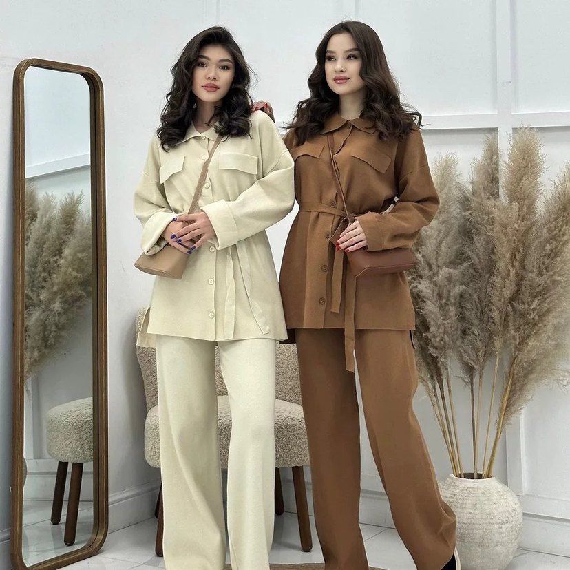 Kadın Bel Detaylı Uzun Kollu Takım - Görsel 3