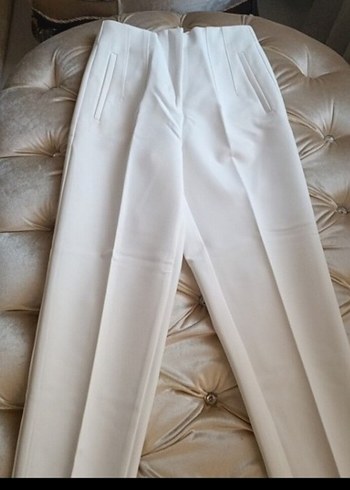 KAROL Kadın Beyaz Midi Kumaş Pantolon - Görsel 3