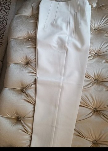 KAROL Kadın Beyaz Midi Kumaş Pantolon - Görsel 2