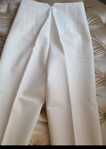 KAROL Kadın Beyaz Midi Kumaş Pantolon - Görsel 4