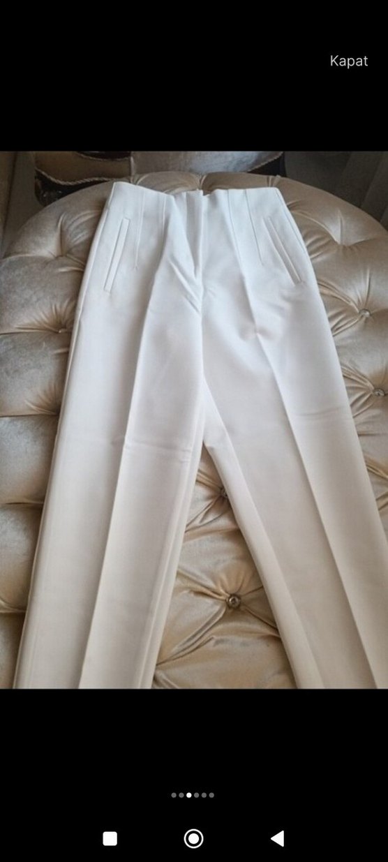 KAROL Kadın Beyaz Midi Kumaş Pantolon - Görsel 3