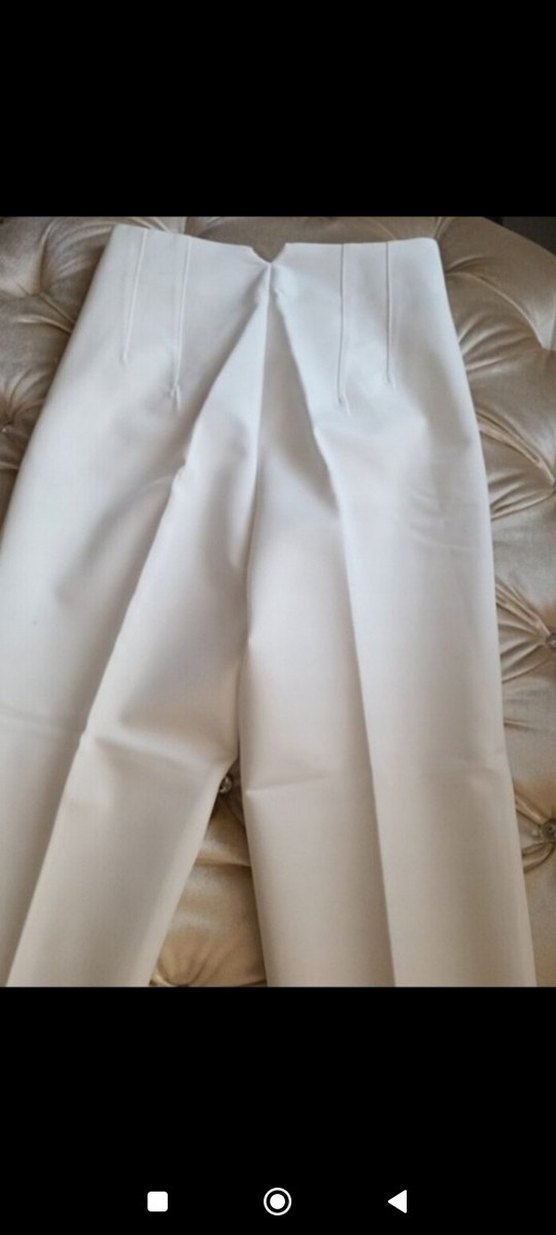 KAROL Kadın Beyaz Midi Kumaş Pantolon - Görsel 4
