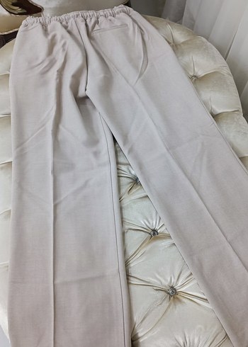 Bej Bol Kesim Keten Kadın Pantolon - Görsel 2