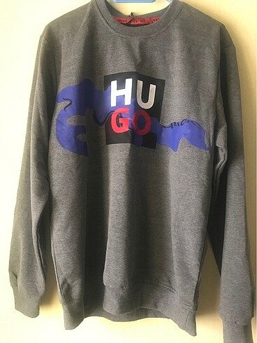 gri hugo baskılı sweat