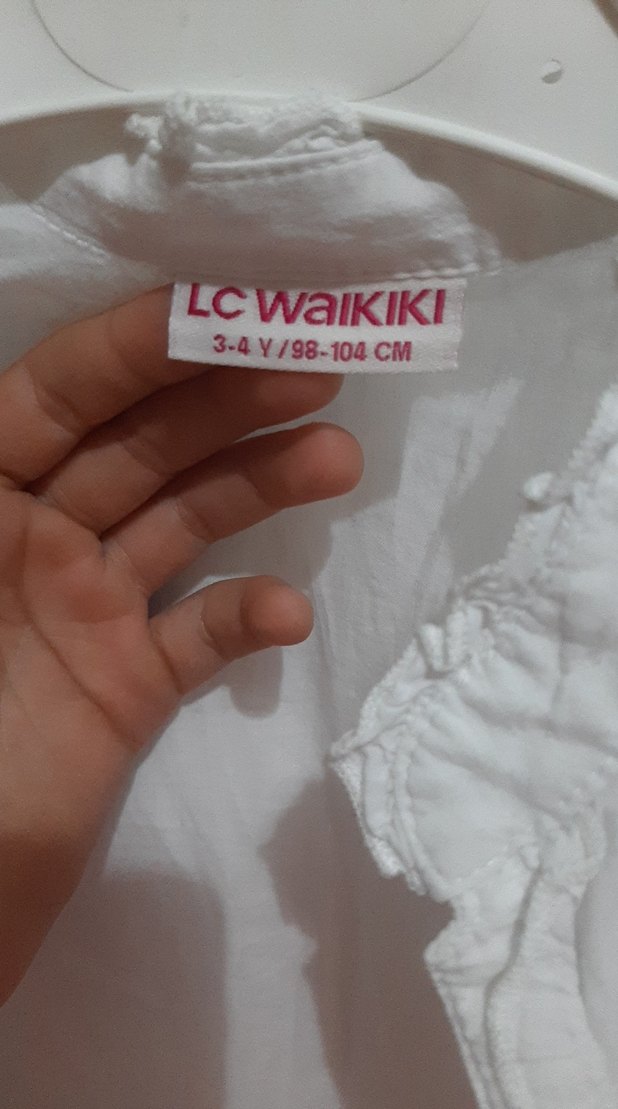 Kız Çocuk Beyaz Keten Uzun Kollu Gömlek - Görsel 3