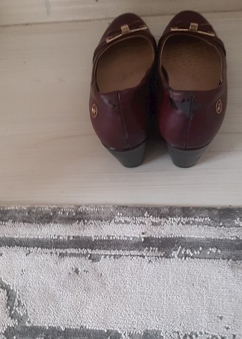 Bordo Tokalı Kadın Topuklu Babet - Görsel 3