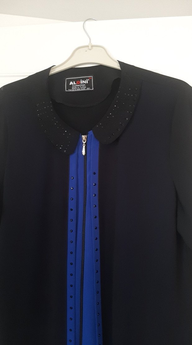 Mavi Fermuarlı abiye ferace - Görsel 2