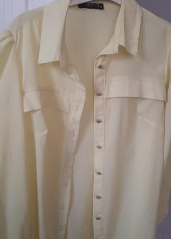 Düğmeli Midi Beyaz Keten Kadın Gömlek - Görsel 2