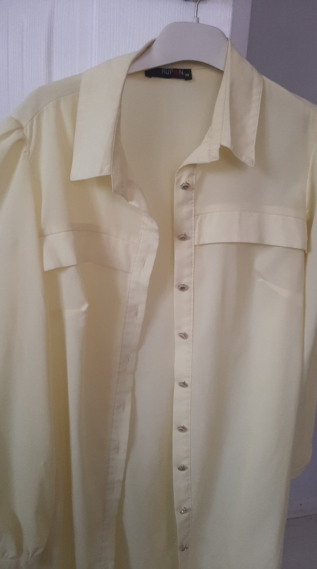 Düğmeli Midi Beyaz Keten Kadın Gömlek - Görsel 2