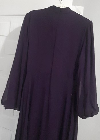 Mor Uzun Kollu Gotik Abiye Elbise - Görsel 3