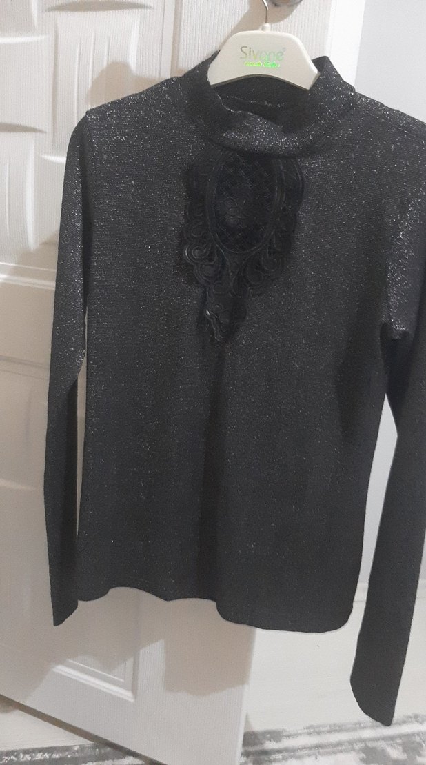 Siyah Balıkçı Yaka Uzun Kollu Örgü Kazak - Görsel 2