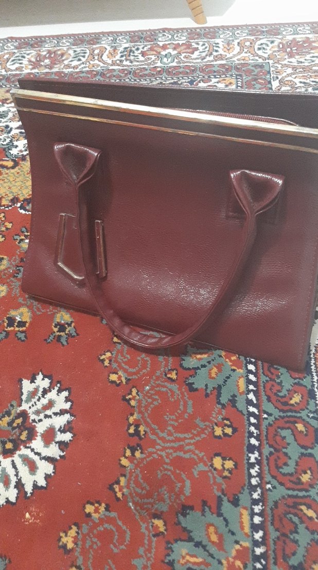 Bordo  Desenli Deri Kadın Çanta - Görsel 2