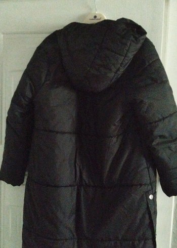 Düğmeli Siyah Kadın Uzun Kışlık Mont - Görsel 3