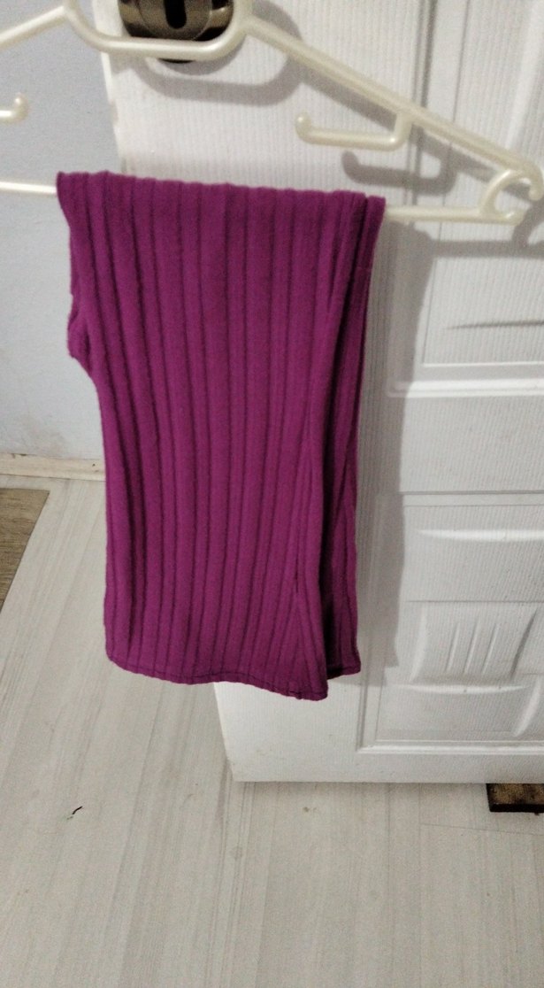 Çocuklar için renkli baskılı mor triko tayt - Görsel 4