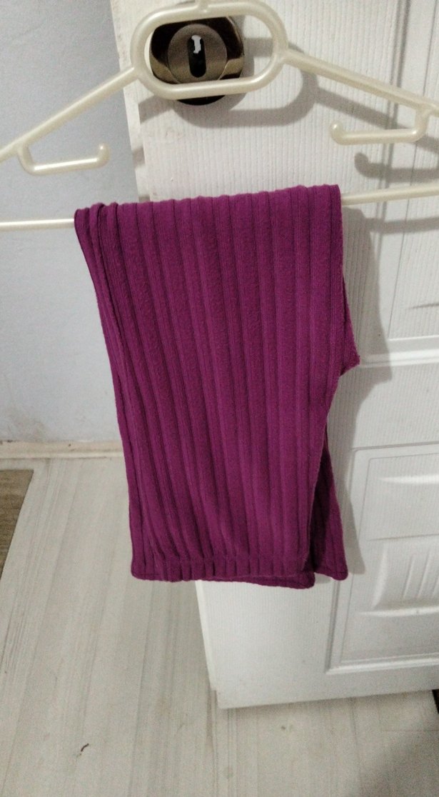 Çocuklar için renkli baskılı mor triko tayt - Görsel 3