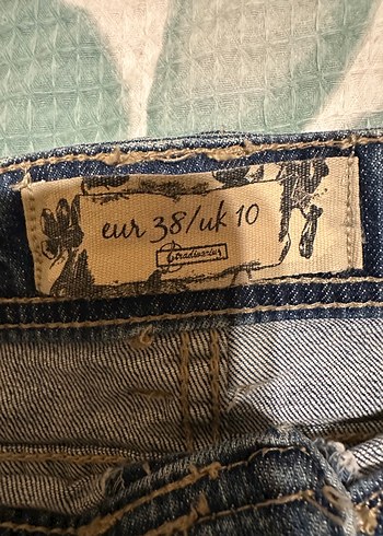 Stradivarius Koyu Mavi Denim Mini Etek