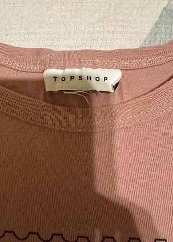 Topshop Bej-pembe arası bir renk Baskılı Kısa Kollu Pamuk Tişört
