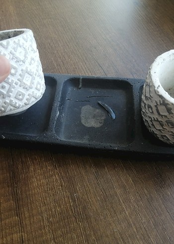 Ikea Gri Desenli Beton Mumluk Seti