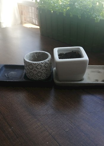 Modern Beyaz ve Gri Saksı Seti