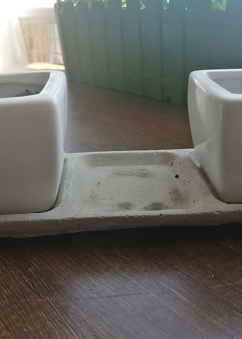  Beden Modern Beyaz ve Gri Saksı Seti