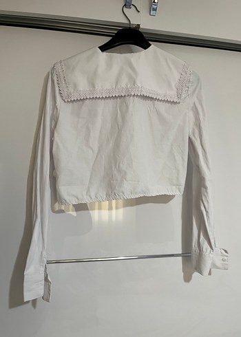 Dantel Detaylı Beyaz Keten Gömlek - Görsel 2