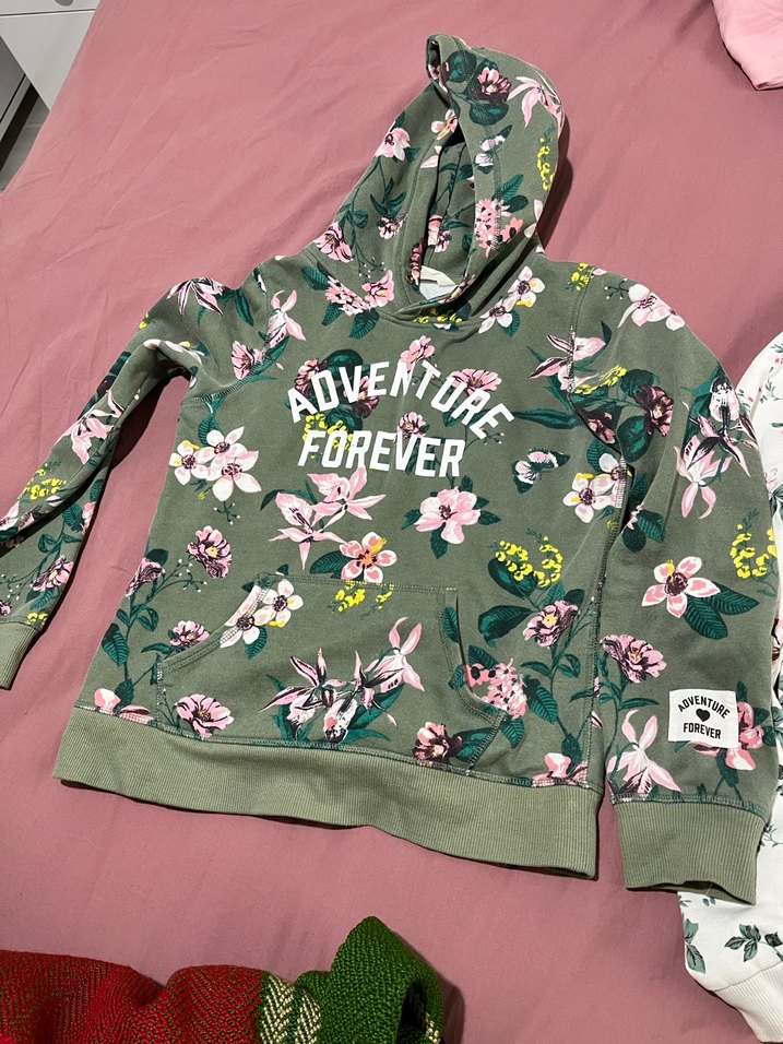 Kız Çocuk Kapüşonlu Çiçekli Sweatshirt - Görsel 3