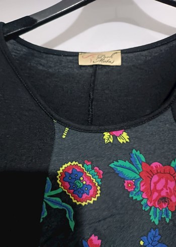 xl Beden Nakış Detaylı Siyah Bohem Hamile Tunik