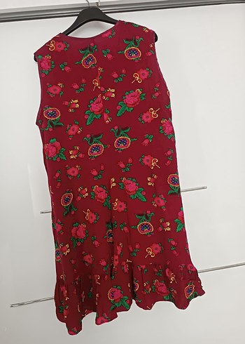 Zara Bordo Çiçek Desenli Salaş Uzun Elbise