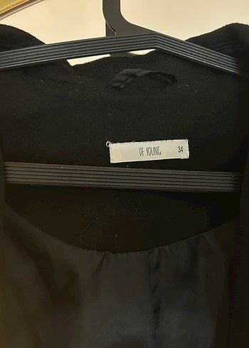 Düğmeli Siyah Midi Kadın Blazer Ceket - Görsel 3