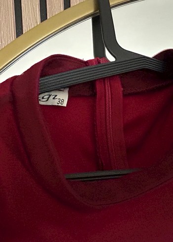 Bordo Uzun Kollu Drapeli Kadın Elbise - Görsel 2