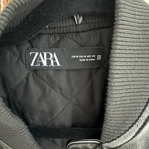 m Beden ZARA GRİ SİYAH DERİ CEKET