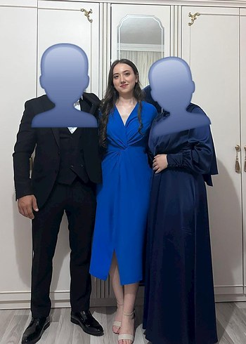 Drapeli Lacivert Midi Boy Elbise - Görsel 2