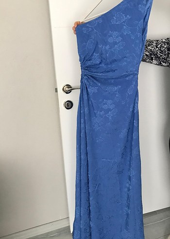 Tek Omuz Drapeli Uzun Kadın Elbise - Görsel 6