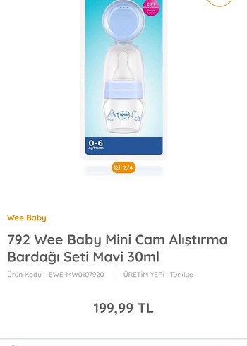 Wee Baby Mini Cam Alıştırma Bardağı Seti Mavi 30ml