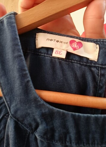38 Beden mavi Renk Koton,36, 38 beden, ince kot elbise,askılı, kolsuz, beli büzülen
