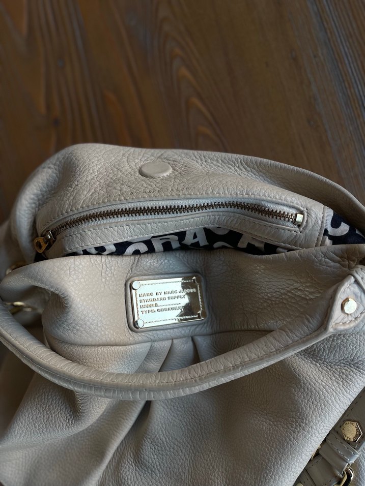 Bej Deri Modern Klasik Kadın Çantası - Görsel 2