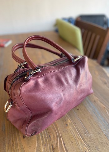 Burgundy Deri Vintage Kadın Çantası - Görsel 3