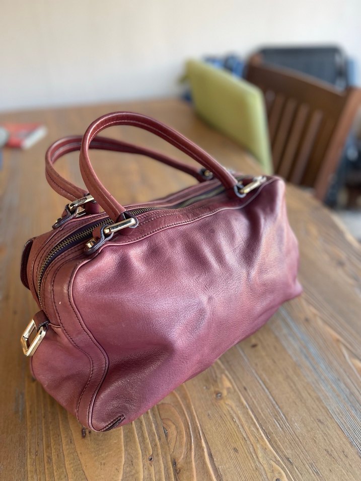 Burgundy Deri Vintage Kadın Çantası - Görsel 3