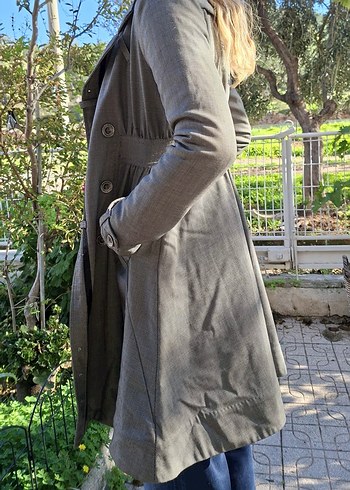 Kadın Gri Midi Trençkot Düğmeli Regular Fit - Görsel 6