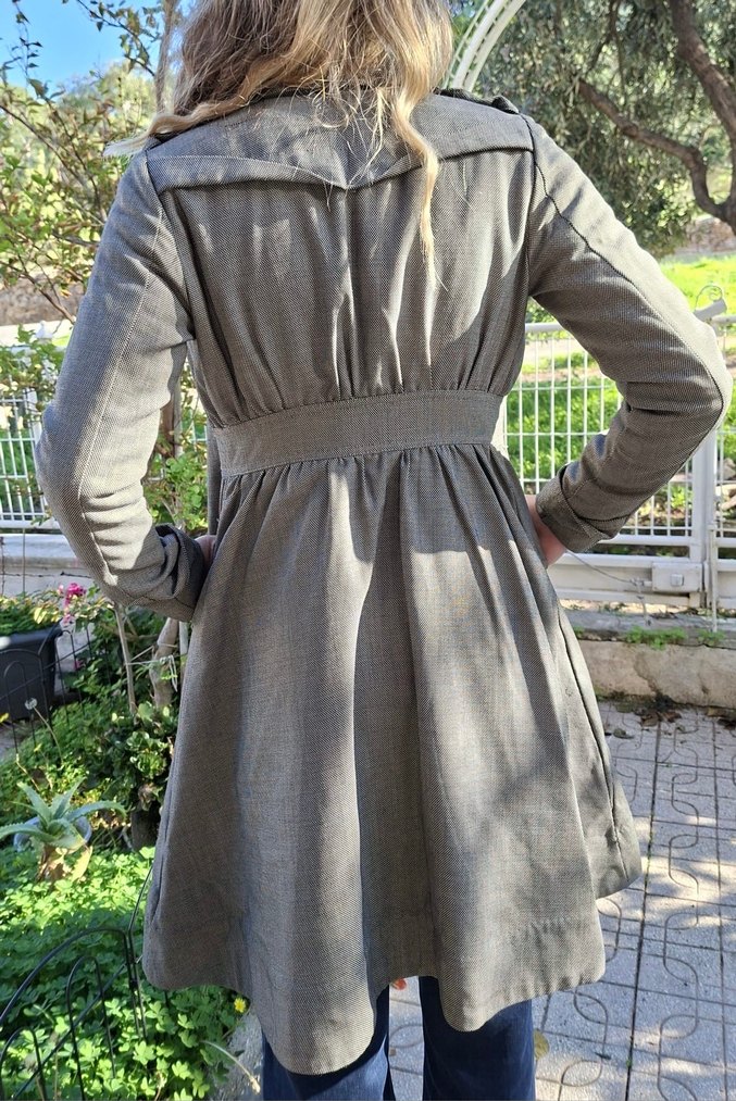 Kadın Gri Midi Trençkot Düğmeli Regular Fit - Görsel 4