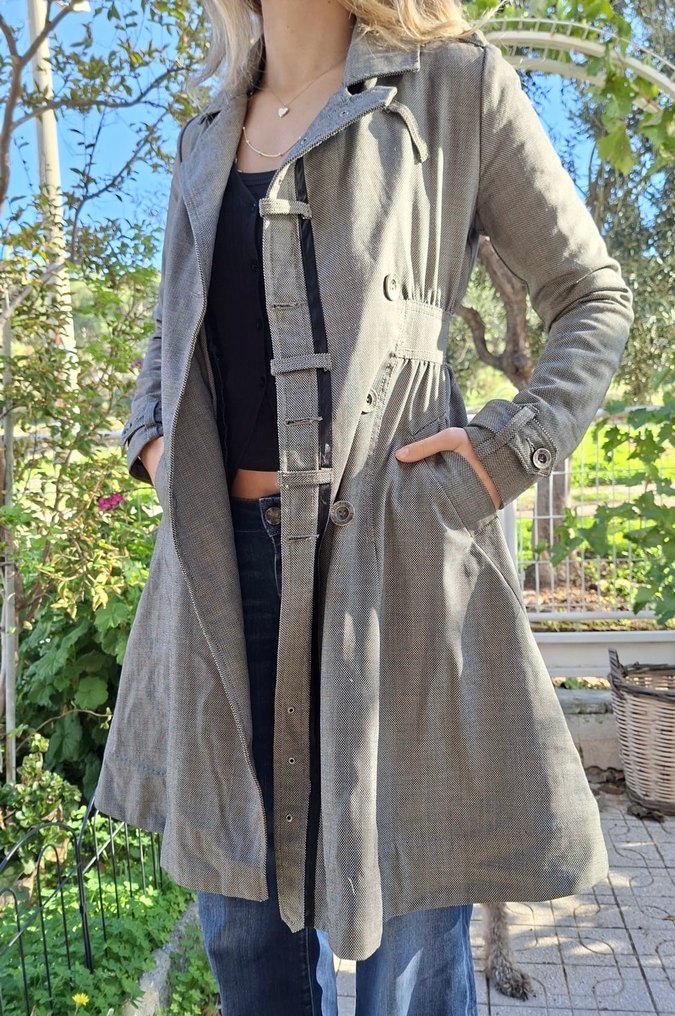 Kadın Gri Midi Trençkot Düğmeli Regular Fit - Görsel 2