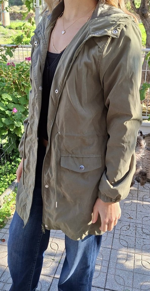 Kadın Haki Fermuarlı Salaş Ceket - Görsel 2