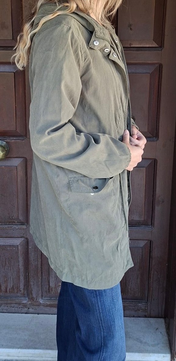 Kadın Haki Fermuarlı Salaş Ceket - Görsel 5