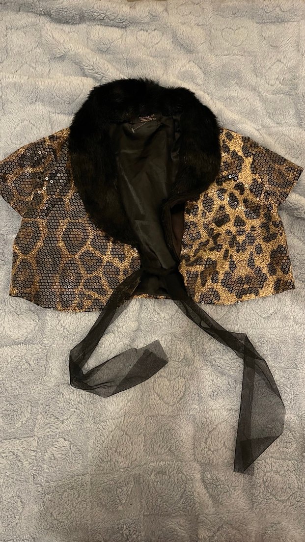 Kahverengi Yılan Desenli Kürklü Mini Üst - Görsel 2