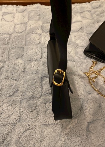 Kemerli Siyah Deri Kadın Çanta - Görsel 3