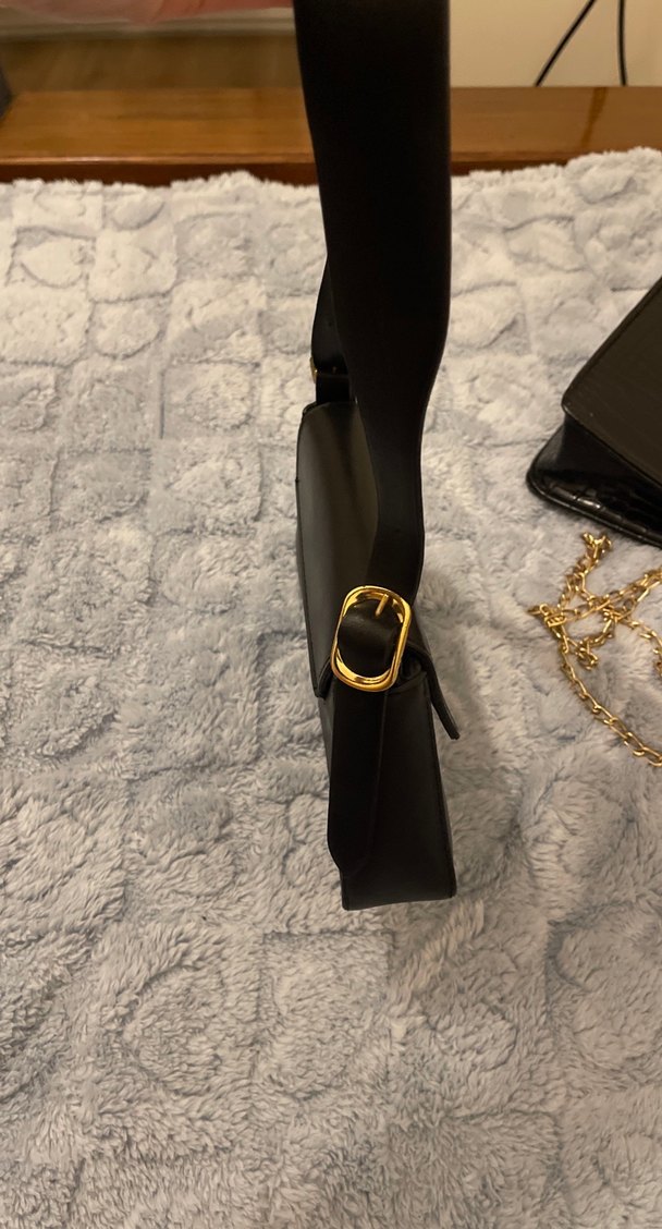 Kemerli Siyah Deri Kadın Çanta - Görsel 3