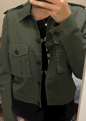 Kadın Haki Düğmeli Ceket - Görsel 2
