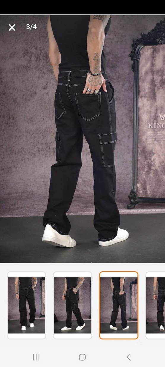 Bershka Siyah Kargo Kot Pantolon - Görsel 3