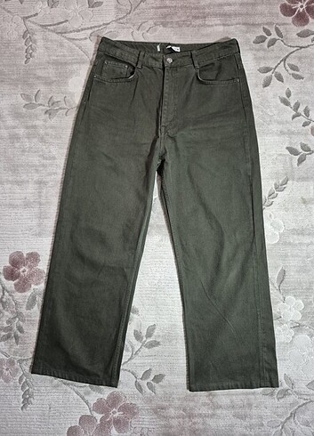 Zara Yüksek Bel Haki Denim Pantolon