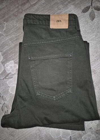 44 Beden Zara Yüksek Bel Haki Denim Pantolon